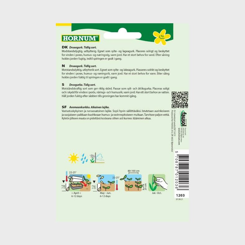 Agurk, Drue-, Frilands-, Vorgebirgs