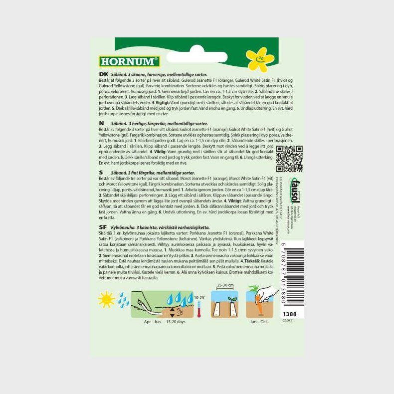 Gulerod. 3 sorter p� s�b�nd