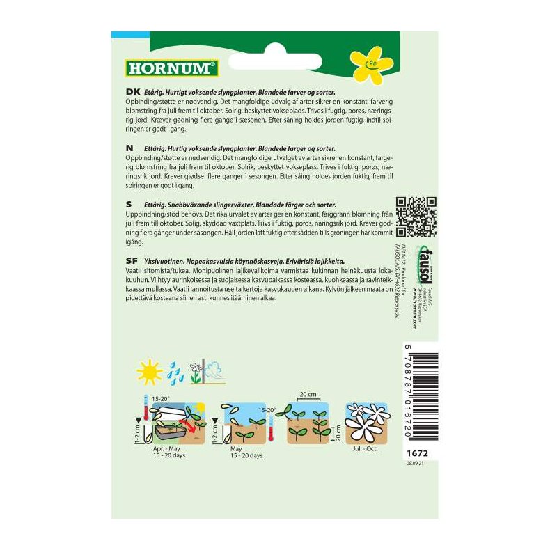 Blomsterfr, Slyngplanter, Blanding