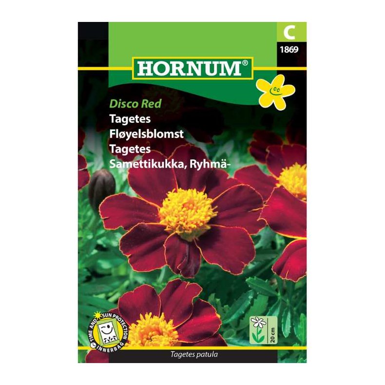 Tagetes, blomsterfr, Disco Red