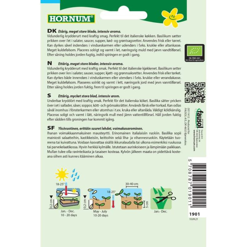 kologisk Basilikum, krydderurtefr