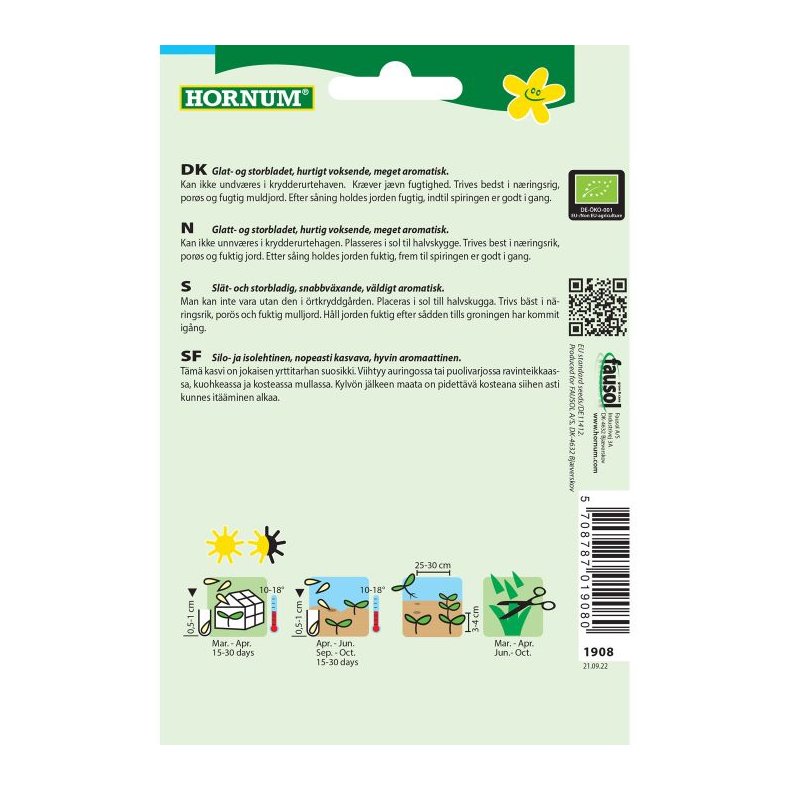 kologisk Persille, Glatbladet, krydderurtefr