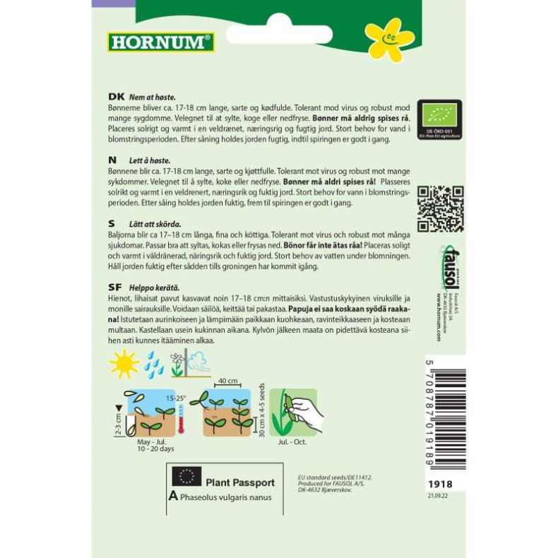 kologisk Bnne, Busk, Maxipak. Grnsagsfr