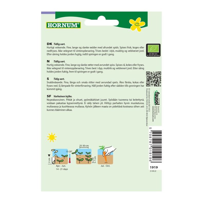 kologisk Gulerod, Sommer-, Nantaise 2, grnsagsfr