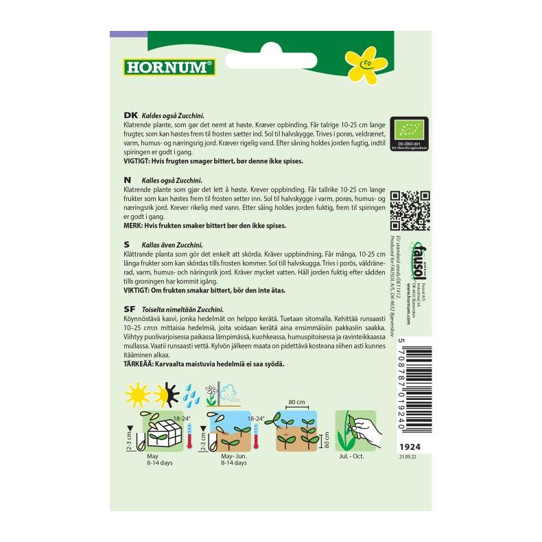 kologisk, Squash, grntsagsfr, Curcurbita pepo