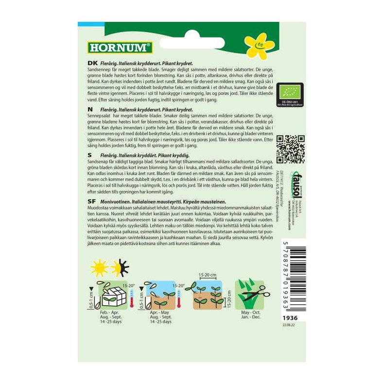 kologisk Sandsennep, grntsagsfr, "Vild rucola"