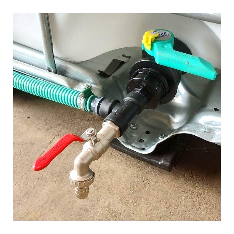 25mm slangest til 2 palletanke 3/4" gevind. Inkl. hane