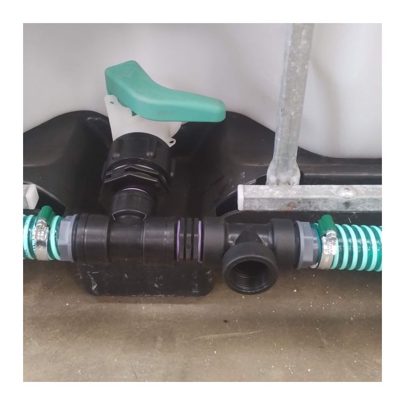 32mm slangest til 4 stablede palletanke 1" gevind. Uden hane 