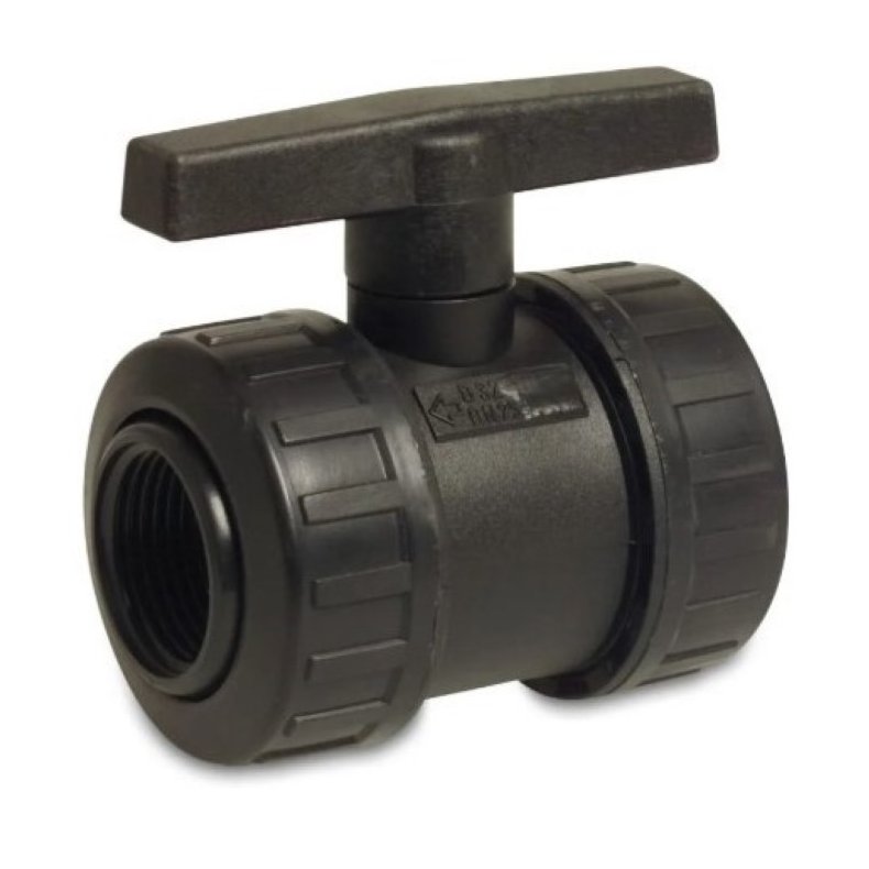 Kugleventil PP Indvendig gevind 6 bar sort