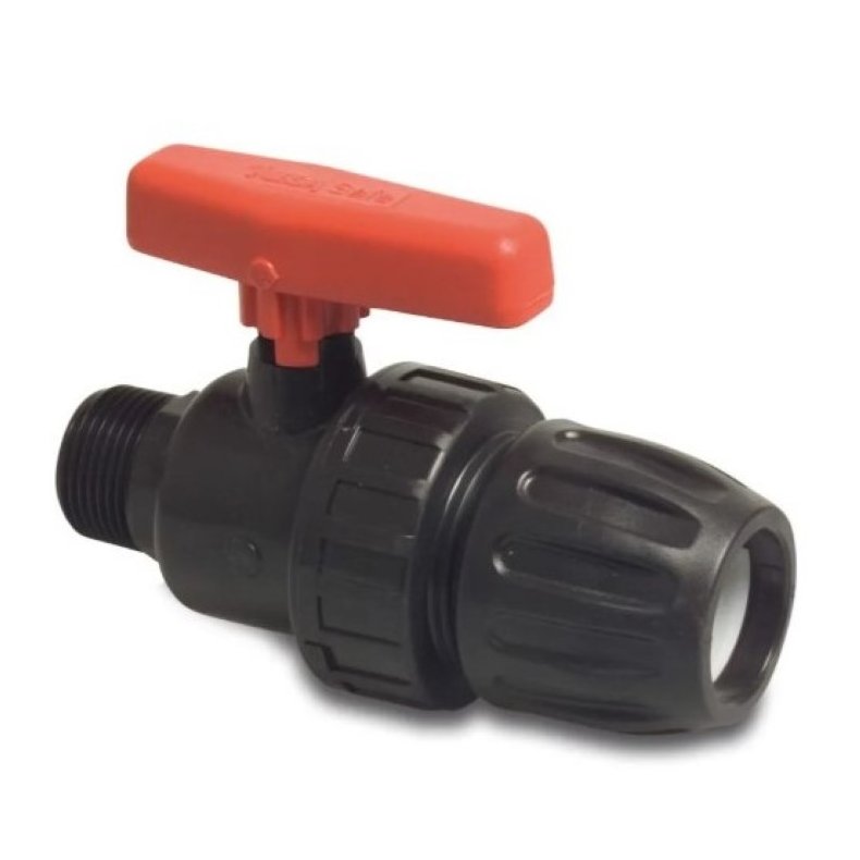 Kugleventil. Sp�nd x udvendig gevind 10bar sort type Safe 502