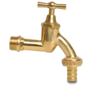 Aftapningshane i messing til regnvandstnde 