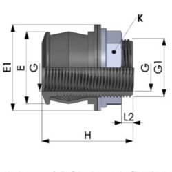 Push-in tank gennemf�ring med udv. x indv. gevind