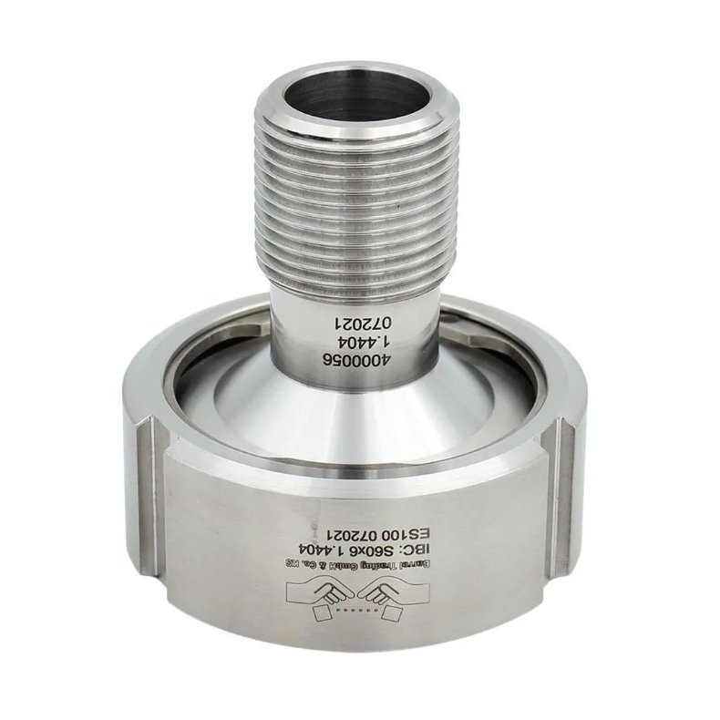 Adapter i rustfrit stl 2" IG S60X6 x 1" UG