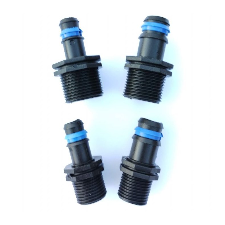 Slangestuds - Gevind x studs med modhage 4bar sort  1/2" x 20 mm