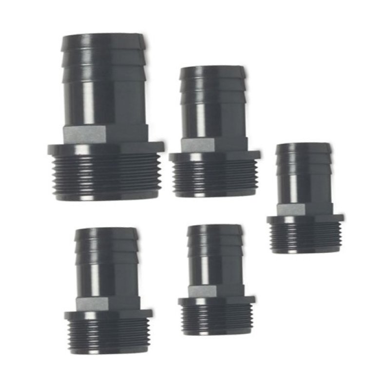 Slangestuds x udvendig gevind PP sort 6 bar