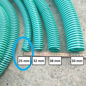 Spiral sugeslange PVC 25mm indv. x 31 mm udv. 6 bar 25m