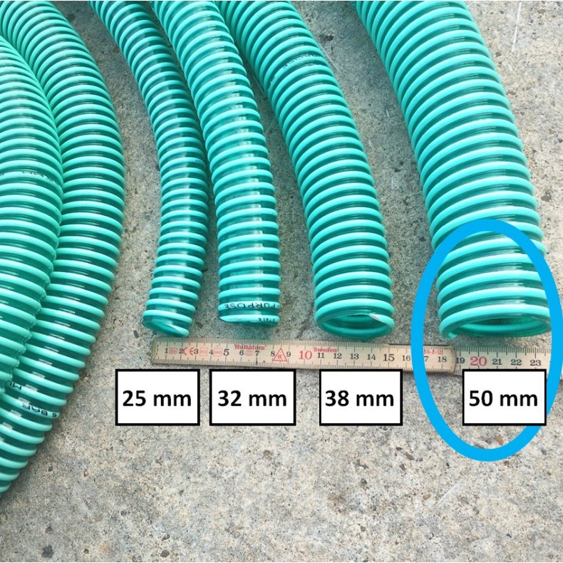 Spiral slange PVC 51 mm indv. x 58 mm udv. 5 bar. Meterml