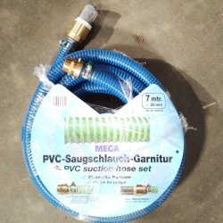 Sugeslangest 25mm x 7 meter. PVC slange og Messing fittings