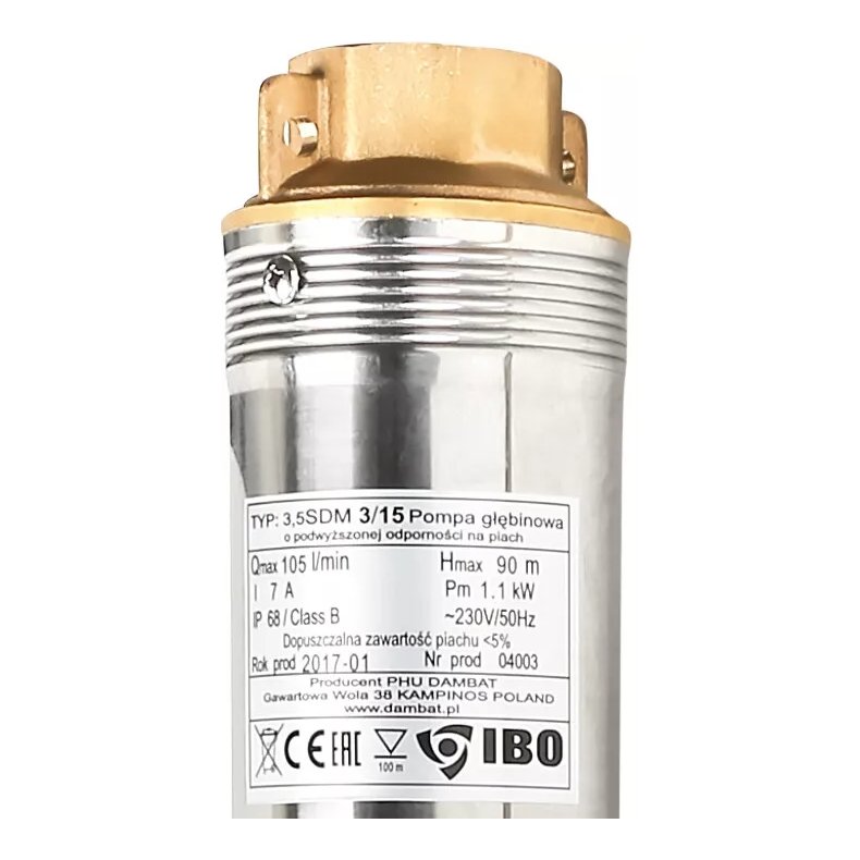 3,5" Brndpumpe 1,1 kw. 1" afgang