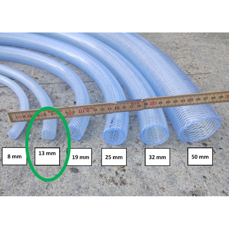 Armeret PVC slange klar