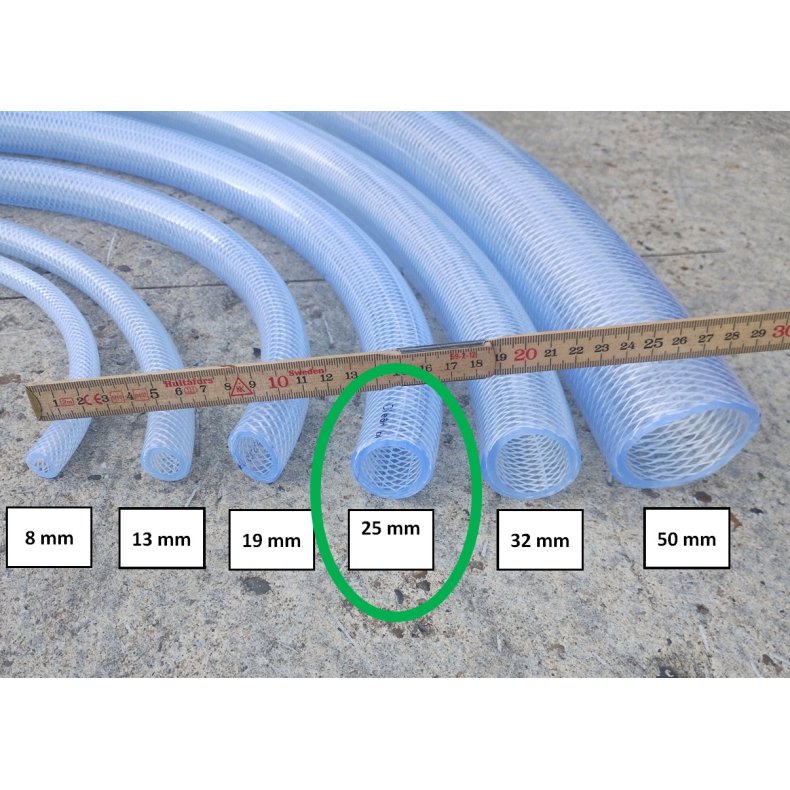 Armeret PVC slange klar