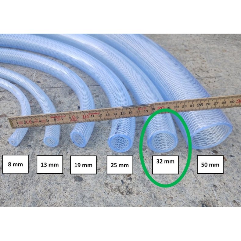 Armeret PVC slange klar