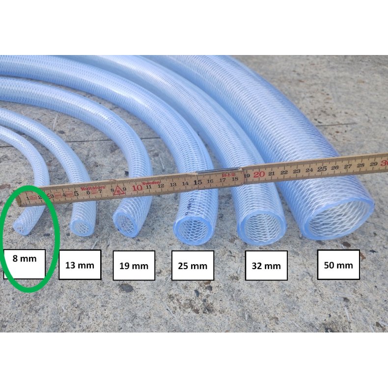 Armeret PVC slange klar