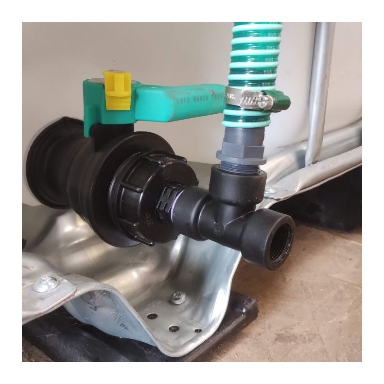 25mm slangest til 2 stablede palletanke 3/4" gevind. Uden hane