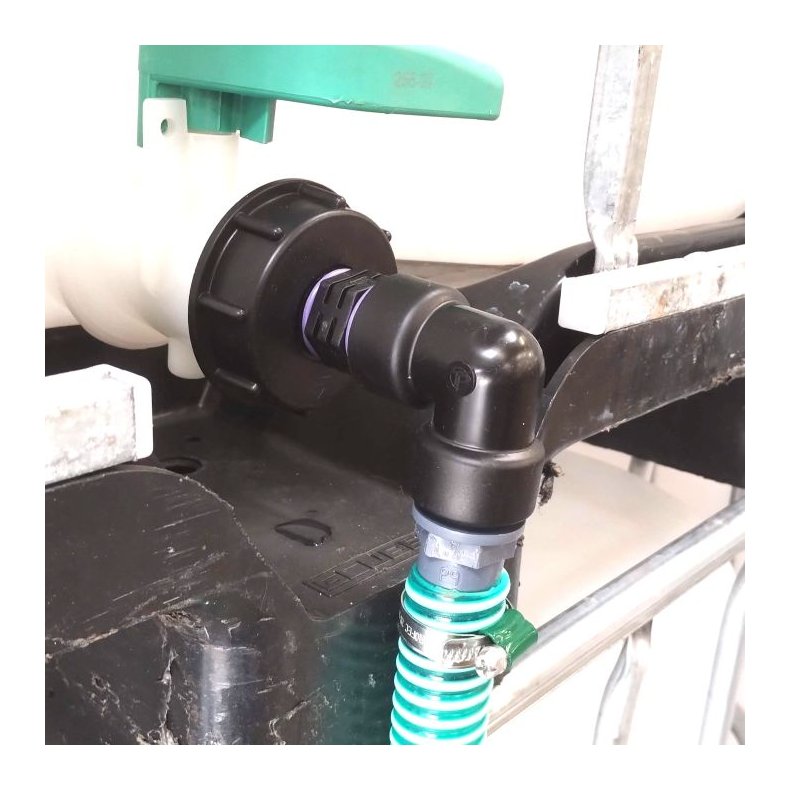 25mm slangest til 2 stablede palletanke 3/4" gevind. Uden hane