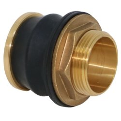 Push-in tank gennemf�ring i messing. NBR pakning. 3/4" Udv. gevind